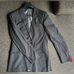 J. FERRAR 42L Men’s Black Geo Birdseye Suit Set